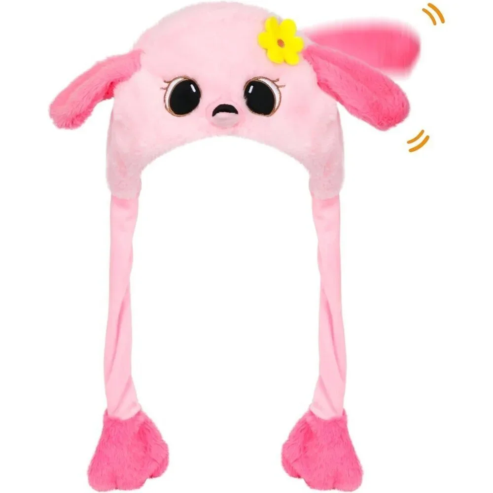 Kids Flamingo Animal Hat with Ears Moving Jumping Pop Up Beating Plush Holiday